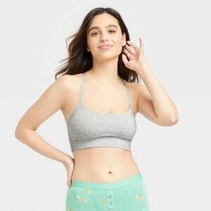 Auden Women's Cotton Seamless Bralette-Heather Grey-Size  Medium